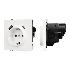 Изображение Розетка с заземлением и USB тип A+C Arlight NOBE, белый кварц soft-touch 054284(1)